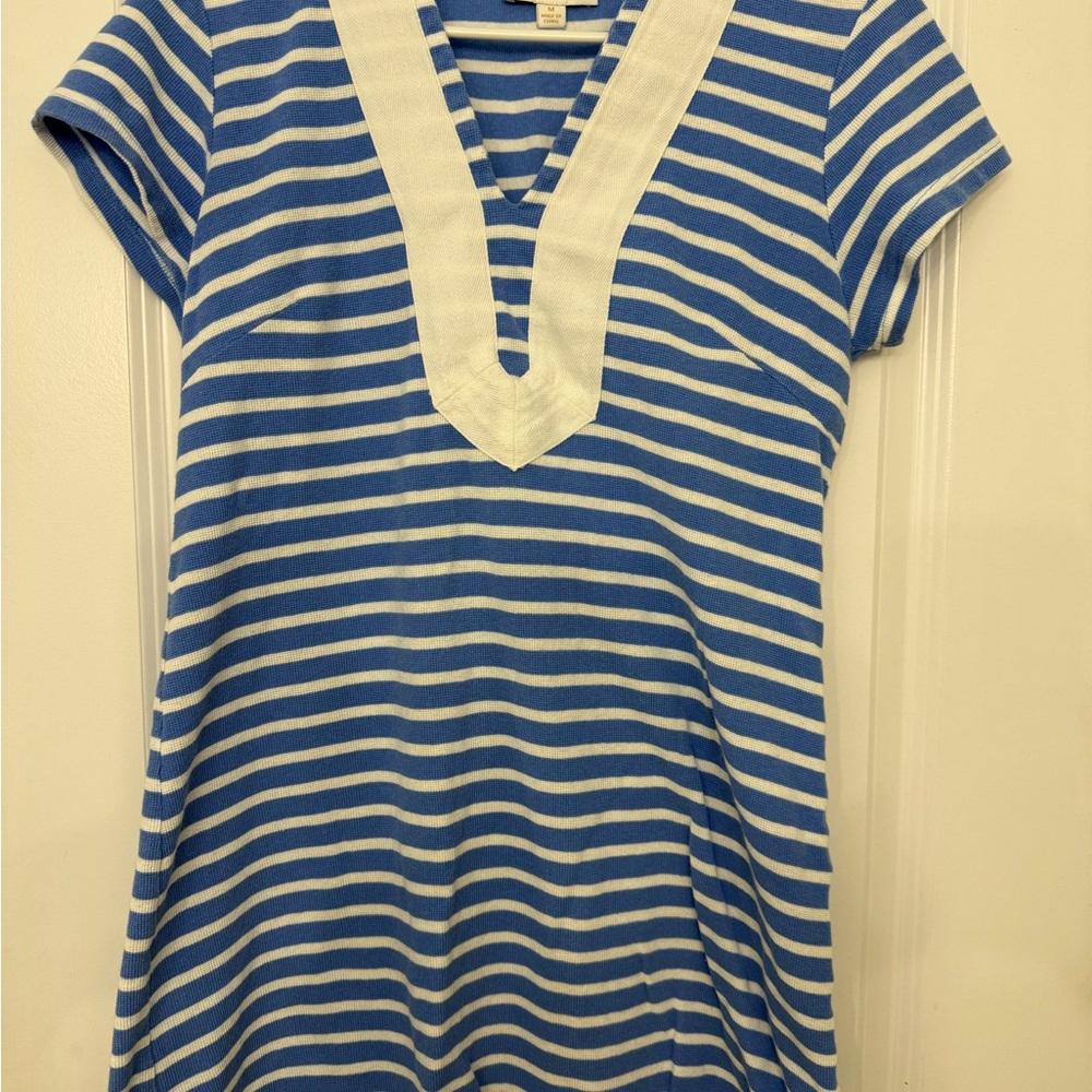 Sail to Sable Blue & White Striped V-Neck Tunic Dress bathing suit Coverup